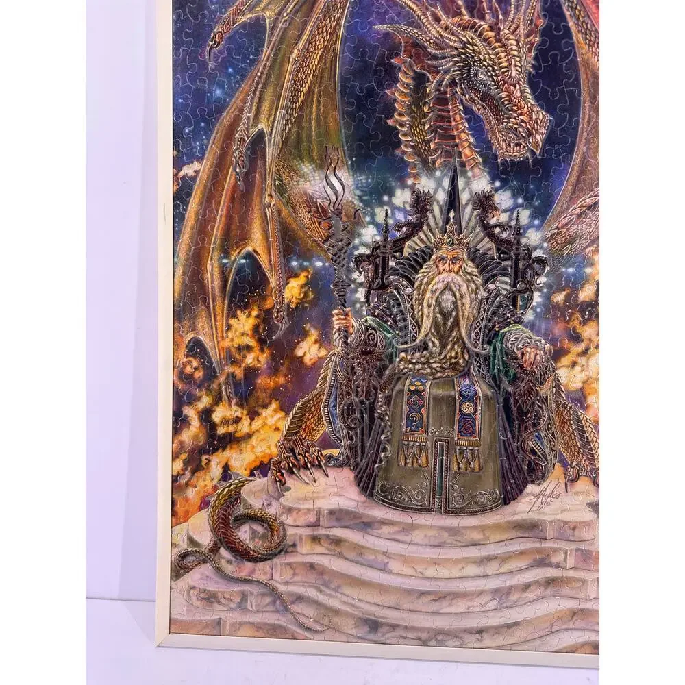 Vintage Glow In The Dark Wizard Dragon Puzzle Framed